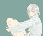  lips no_pants sekka_yufu silver_hair sitting solo torisoboro utau 