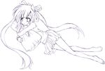  highres jun_(noiji_guren_0220) lineart long_hair looking_at_viewer monochrome ookami-san ryuuguu_otohime skirt solo twintails very_long_hair 