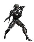  1boy 3d absurdres armor cg eyepatch glowing glowing_eye highres male male_focus metal_gear metal_gear_(series) metal_gear_rising:_revengeance official_art raiden solo sword weapon 