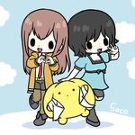  cosplay makise_kurisu miyano_mamoru multiple_girls okabe_rintarou okabe_rintarou_(cosplay) pantyhose parody saco_(liebe) seiyuu_connection shiina_mayuri steins;gate wooser_(character) wooser_no_sono_higurashi 