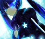  black_rock_shooter black_rock_shooter_(character) blue_eyes bra burning_eye long_hair looking_at_viewer solo twintails underwear uno_(colorbox) 