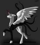  2012 blood cutie_mark equine feathers feral horn horse male pegasus ponification pony prancing slenderman slendermane solo suit tentacles white_body winged_unicorn wings 