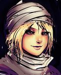  androgynous bandages blonde_hair face hat lips maniacpaint nose portrait red_eyes reverse_trap scarf sheik solo the_legend_of_zelda the_legend_of_zelda:_ocarina_of_time 