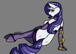  anthro anthrofied avante92 blue_eyes blush breasts butt elbow_gloves equine female friendship_is_magic gloves horn horse legwear looking_at_viewer looking_back mammal my_little_pony nipples panties plain_background pony purple_eyes rarity_(mlp) side_boob solo stockings topless underwear unicorn 