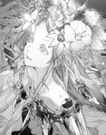  beatless flat_chest flower from_above greyscale hair_flower hair_ornament halftone long_hair monochrome redjuice revision snowdrop_(beatless) solo 