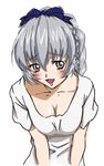  breasts cleavage full_metal_panic! goro1982_(pixiv) silver_hair smile teletha_testarossa 