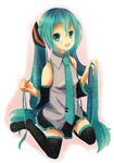  bad_id bad_pixiv_id detached_sleeves green_eyes green_hair hatsune_miku jasied long_hair necktie sitting skirt solo thighhighs twintails very_long_hair vocaloid wariza 