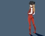  bodysuit brown_hair chikuisi eyepatch gray hat long_hair neon_genesis_evangelion soryu_asuka_langley 