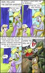  ?! armor assault_rifle blonde_hair blue_eyes blush ciriliko creeper cub curtains cutie_mark derpy_hooves_(mlp) dialog dialogue dinky_hooves_(mlp) doctor_whoof_(mlp) doctor_whooves_(mlp) english_text equine explosion female feral friendship_is_magic gun hair halo_(series) horn horse knitting mammal master_chief minecraft my_little_pony pegasus pony ranged_weapon scarf text unicorn video_games war weapon window wings yellow_eyes young 