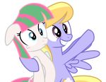  absurd_res alpha_channel blonde_hair blossomforth_(mlp) blue_eyes cloud_kicker_(mlp) couple cutie_mark equine female feral freckles friendship_is_magic hair hi_res horse inuhoshi-to-darkpen mammal my_little_pony pegasus pony purple_eyes smile two_tone_hair vector wings 