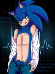  blue_hair blush clothing green_eyes hair hedgehog italian italian_text licking licking_lips looking_at_viewer male mammal open_mouth pants pose pubes seductive sega shirt solo sonic_(series) sonic_the_hedgehog standing text tongue translated translation_request underwear undressing 