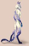  blue_eyes breasts cat claws digitigrade feline female hindpaw invalid_tag lavacat looking_at_viewer looking_back mammal nipples nude paws plain_background simple_background smirk solo standing 