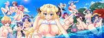  6+girls animal beach bikini black_hair blonde_hair blue_eyes blue_hair blush breasts brown_hair character_request dolphin drink female fish flower game_cg green_eyes hair_flower hair_ornament hat highres honoo_no_haramase_oppai_nyuu_doukyuusei huge_breasts long_hair long_image michelle_de_la_fage michelle_de_la_farge multiple_girls navel nipples ocean orange_eyes orange_hair pink_eyes pink_hair purple_eyes purple_hair red_eyes red_hair short_hair squeez swimsuit very_long_hair wallpaper wardrobe_malfunction water wet wide_image wink yellow_eyes yuibi 