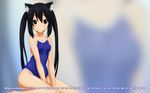  animal_ears black_hair calendar catgirl k-on! nakano_azusa over_drive school_swimsuit sugimura_tomokazu swimsuit twintails wave_ride 