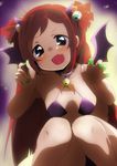  aura bad_id bad_pixiv_id bat_wings bikini_top black_eyes blush choker eyeball fang green_nails horns jini_(jinichu) jinichu long_hair nail_polish open_mouth original red_hair solo two_side_up wings 