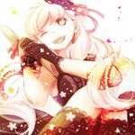  axe chichi262 gloves happy long_hair mayu_(vocaloid) one_eye_closed solo vocaloid weapon 