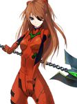  bad_id bad_pixiv_id bangs blue_eyes bodysuit bracer breasts brown_hair cowboy_shot evangelion:_3.0_you_can_(not)_redo expressionless eyepatch frown gem gloves hair_ornament hair_over_one_eye headgear hips holding holding_weapon long_hair looking_at_viewer miruto_netsuki neon_genesis_evangelion number outstretched_arm parted_bangs pilot_suit plugsuit polearm rebuild_of_evangelion shikinami_asuka_langley simple_background skinny small_breasts solo souryuu_asuka_langley spear spear_of_cassius standing tape turtleneck weapon white_background 