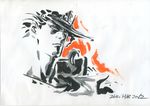  90s hayama_jun'ichi hayama_junichi illustration ink jojo_no_kimyou_na_bouken kuujou_joutarou male male_focus manly 