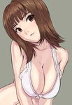  bakushiishi_at bikini_top breasts brown_eyes brown_hair cleavage copyright_request large_breasts solo 