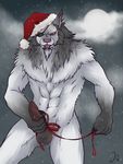  balls biceps canine chest_tuft christmas claws erection eye_patch eyewear fangs fur grey_fur holidays humanoid_penis looking_at_viewer male mammal mane masturbation nude open_mouth penis solo standing teeth thejinxess tuft video_games warcraft were werewolf white_fur wolf worgen yellow_eyes 