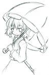  jun_(noiji_guren_0220) kazami_yuuka lineart monochrome smile solo touhou umbrella 