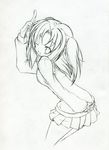  highres jun_(noiji_guren_0220) monochrome one_eye_closed skirt solo traditional_media tsukihime twintails yumizuka_satsuki 