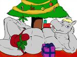  balls big_penis bow candy cane christmas color damagefox flat gift hippo holidays male penis presents solo thong tree 
