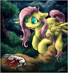  angel_(mlp) blood blue_eyes butterfly clouds cool_colors cutie_mark dead dimwitdog equine feather fluttershy_(mlp) friendship_is_magic gore hair hare hooves horse insect lagomorph my_little_pony open_mouth pegasus pink_hair tears wings 