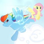  clouds duo equine female feral fluttershy_(mlp) friendship_is_magic fur hair horse kahvei looking_back mammal multi-colored_hair my_little_pony pegasus pink_hair pony rainbow_dash_(mlp) rainbow_hair red_eyes wings yellow_fur 