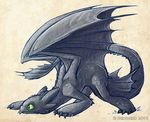  dragon feral green_eyes grey_scales how_to_train_your_dragon male night_fury plain_background scalie side_view solo tongue toothless unknown_artist white_background wings 
