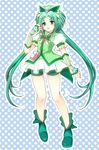  akimoto_komachi bike_shorts blush boots brooch butterfly_hair_ornament cure_mint green_eyes green_hair green_shorts hair_ornament highres jewelry long_hair magical_girl open_mouth precure shorts shorts_under_skirt skirt smile solo twintails yes!_precure_5 yoshii_yumi 