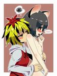  animal_ears blush commentary_request flat_chest heikouidou_(seraeno) lipstick_mark mouse_ears mouse_tail multiple_girls nazrin nipples red_eyes short_hair spoken_blush squiggle tail toramaru_shou touhou yuri 