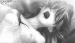  1girl age_difference biting blindfold breasts ear_biting facial_hair greyscale kaji_ryouji long_hair meguro_fukuzou monochrome neon_genesis_evangelion nipples nude open_mouth small_breasts souryuu_asuka_langley sweat 