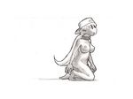  bad_id bad_pixiv_id barefoot breasts caracol collar elf large_breasts leash long_hair monochrome nipples nude original pointy_ears ponytail solo white_background 