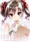  angel_wings bangs character_name cover cover_page doujin_cover drill_hair frills hair_ribbon holding holding_pencil idolmaster idolmaster_cinderella_girls kanzaki_ranko long_hair looking_at_viewer pencil red_eyes ribbon sidelocks silver_hair sketchbook solo tears tsukigami_runa twin_drills twintails white_wings wings wrist_cuffs 