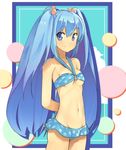  arms_behind_back bad_id bad_pixiv_id bikini blue_eyes blue_hair border breasts domo1220 groin hair_bobbles hair_ornament hatsune_miku long_hair looking_at_viewer medium_breasts navel o-ring o-ring_bikini o-ring_top outside_border polka_dot polka_dot_bikini polka_dot_swimsuit smile solo swimsuit twintails very_long_hair vocaloid white_border 