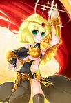  belt blonde_hair breasts green_eyes jewelry kamen_rider kamen_rider_beast kamen_rider_wizard_(series) large_breasts naik personification rider-tan ring smile solo underboob 