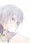  1boy earrings fate/grand_order fate_(series) gao_changgong_(fate) grey_eyes highres jewelry profile purple_eyes rain simple_background sketch solo toi8 white_hair 