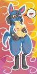  actionbastardvirginblstr breasts chest_spike female inverted_nipples lucario milk nintendo nipples pok&#233;mon porkyman red_eyes solo video_games wide_hips 