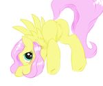  anus butt equine female feral fluttershy fluttershy_(mlp) friendship_is_magic fur green_eyes hair justpony looking_at_viewer mammal my_little_pony pegasus pink_hair plain_background presenting pussy solo white_background wings yellow_fur 
