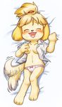 &#36942;&#28608;&#20195; animal_crossing bed blush breast_grab breasts canine clothing cute dog female isabelle_(animal_crossing) mammal nintendo panties shirt shizue tailwag tongue underwear video_games 