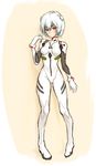  7h2o ayanami_rei blue_hair bodysuit highres neon_genesis_evangelion non-web_source plugsuit red_eyes short_hair solo white_bodysuit 