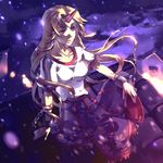  blonde_hair chain cup horn hoshiguma_yuugi long_hair lowres sakazuki solo sunakumo touhou 