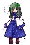  brown_eyes futami_yayoi green_hair kochiya_sanae long_hair solo touhou 