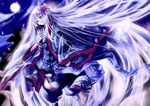  japanese_clothes long_hair miyabi_akino moon night original solo very_long_hair white_hair 