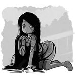  all_fours copyright_request greyscale long_hair md5_mismatch monochrome okera solo thighhighs 