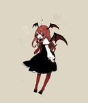  :q head_wings koakuma pantyhose red_eyes red_hair shikimi_(yurakuru) solo tongue tongue_out touhou 