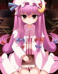  aro bad_id bad_pixiv_id book hat long_hair patchouli_knowledge purple_hair ribbon solo touhou 