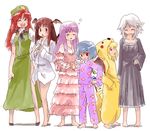  abekawa blonde_hair blue_hair brown_hair cosplay costume flandre_scarlet gen_1_pokemon happy head_wings hong_meiling izayoi_sakuya koakuma long_hair multiple_girls pajamas parody patchouli_knowledge pikachu pikachu_(cosplay) pokemon purple_hair red_hair remilia_scarlet short_hair silver_hair sleepy smile touhou 