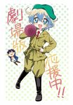  1girl alternate_hairstyle beret boots hat megaphone military military_uniform mizutama multicolored_hair necktie nia_teppelin short_hair simon smile tengen_toppa_gurren_lagann uniform 